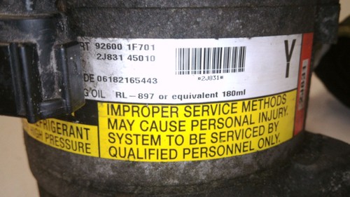 Kompressor Klimaanlage mit Kompressorkupplung 92600 1F701 Nissan Micra 1.0 Bj