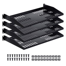 Uimoso 1U Rack Shelf Set, 4 Pieces, 10-Inch Deep, Vented Wall-Mount Tray