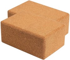Cork Yoga Blocks 2 Pack Set -Natural Cork from Portugal, 9"x6"x4" Yoga Blocks...