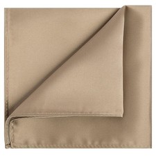 Tan Pocket Square Mens Satin Dark Sand Handkerchief  Gift Box