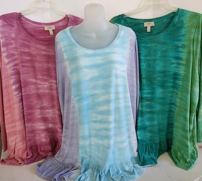 NWT Plus Size Lori Goldstein LOGO Tie Dye Effect w/Ruffle Top A718887 3X CHOOSE