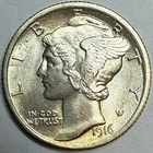1916 Uncirculated Mercury Silver Dime Exact Coin Imaged #MERC55