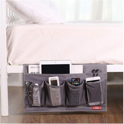 Bedside Storage Organizer - 6 Pockets, Table Cabinet Caddy for Remotes, Phone, G