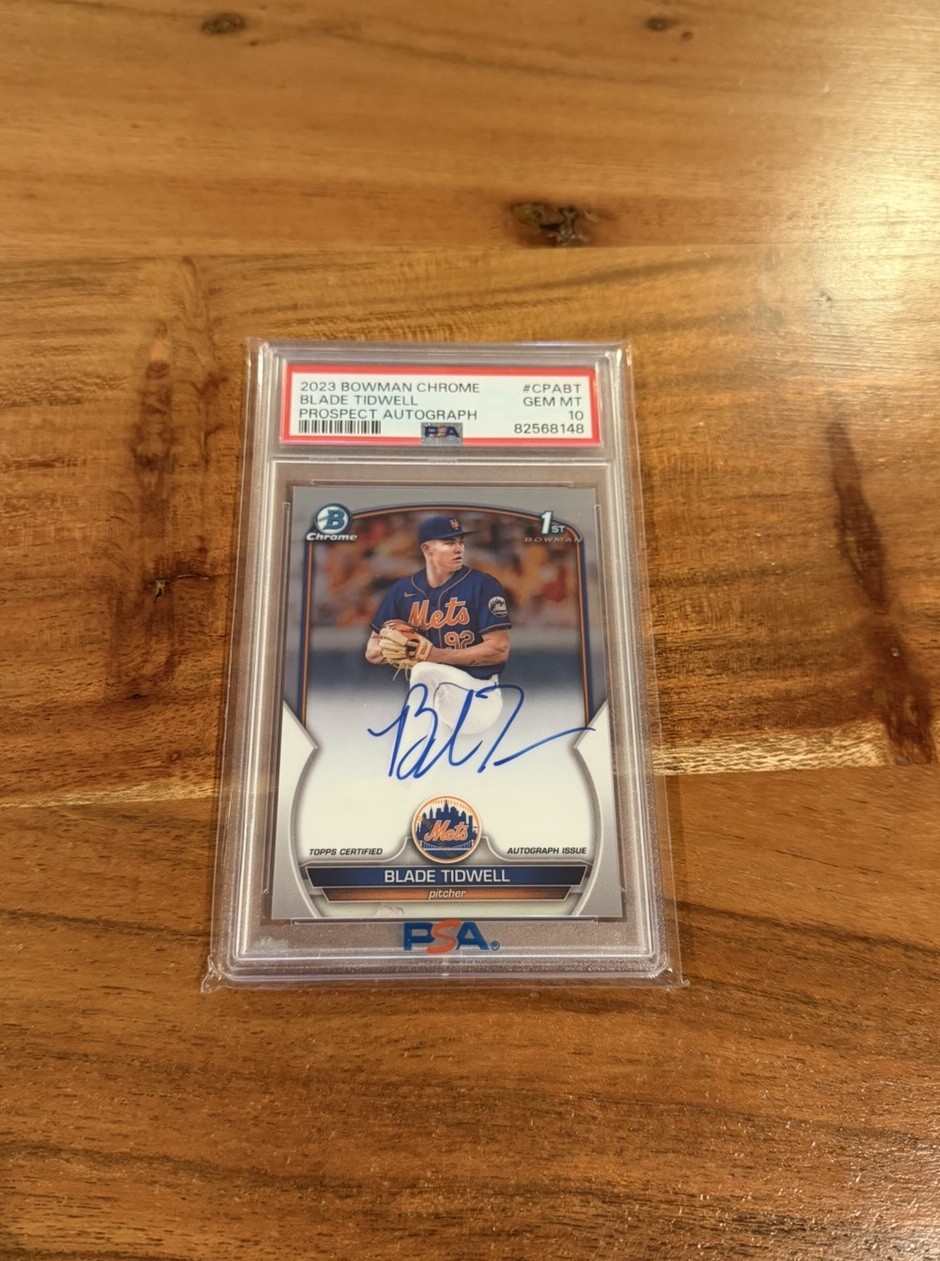 Blade Tidwell 2023 1st Bowman Chrome Prospect Auto Rookie PSA 10 Gem Mint Mets!
