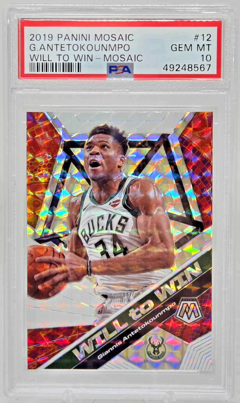2019 Mosaic Will to Win REFRACTOR GIANNIS ANTETOKOUNMPO Card PSA 10 GEM MINT