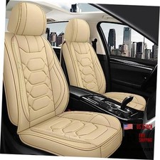 Leather Car Seat Covers Front Pair, Waterproof Breathable Faux FRONT SET BEIGE