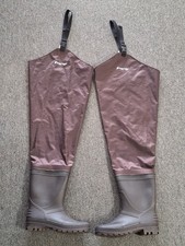 Frogg Toggs Men's sz 10 Waterproof Hip Waders w/ Brown Boots 36" Long