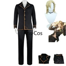 Anime Game Honkai: Star Rail Aventurine Cosplay Costume Wig Black Pajamas Home