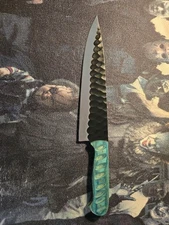 Black Coated Hammered Stainless Steel Chef Knife Wooden Handle