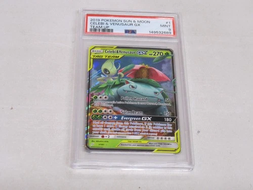 2019 Pokemon Sun and Moon Team Up ULTRA RARE #1 Celebi & Venusaur GX PSA 9 MINT