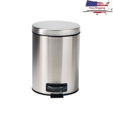 Stainless Steel 1.3 Gal Hands-Free Trash Can Soft Close Removable Liner New