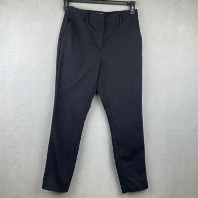 H&M Women Black Slim Fit Ankle Career Trousers Pants High Rise Stretch Elastic 6