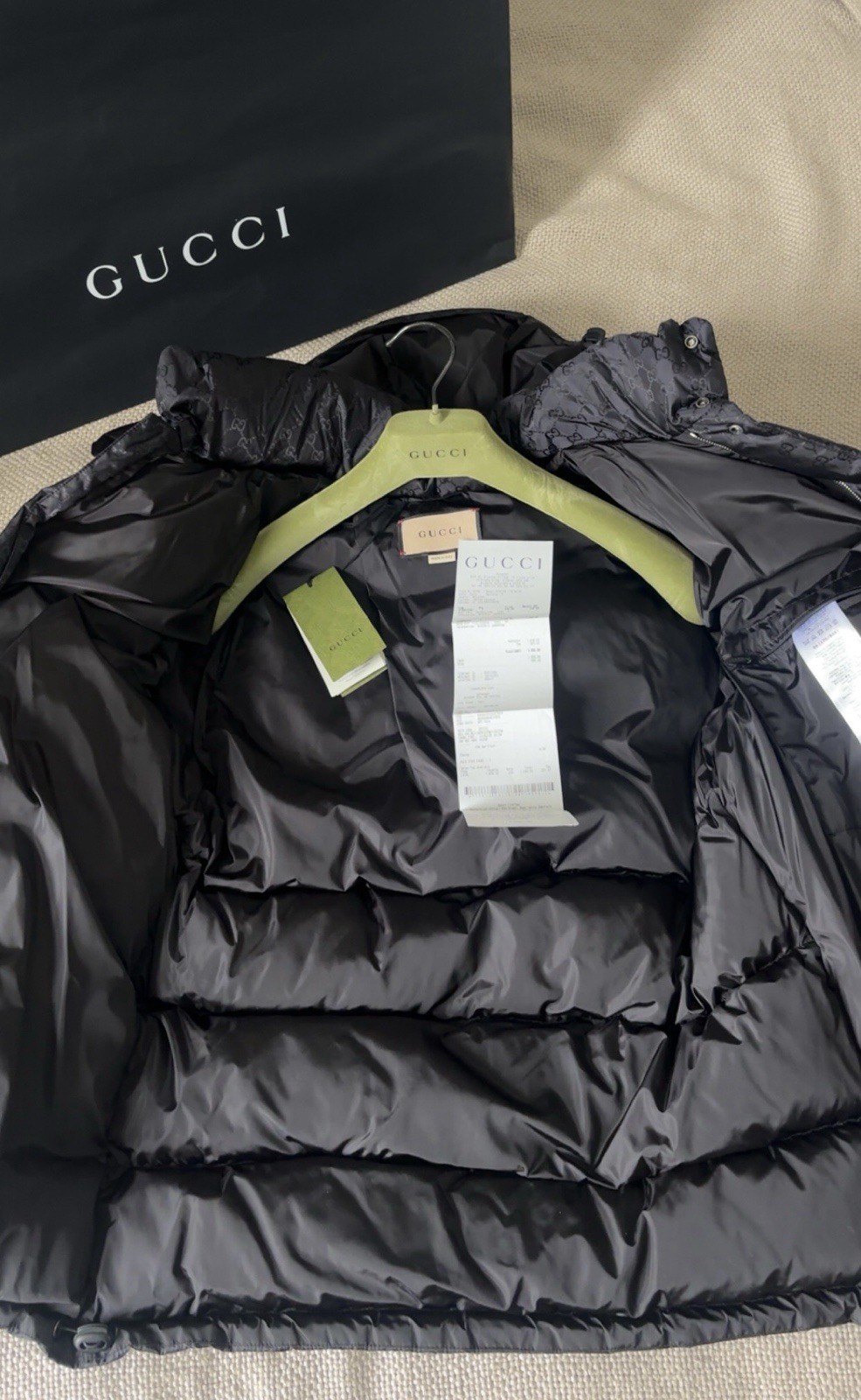 GucciMen's GG Nylon Jacquard Web Long Sleeve Short Puffer Jacket image 9