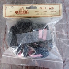Doll Wig NOS Tallina's 093 Size 7 Black Short Tight Curls With 2 Small Ponytails