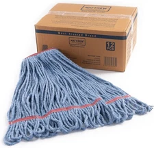 Matthew Cleaning 24oz Heavy Duty Mop Head Commercial 24 Ounce 12Pack, Blue 