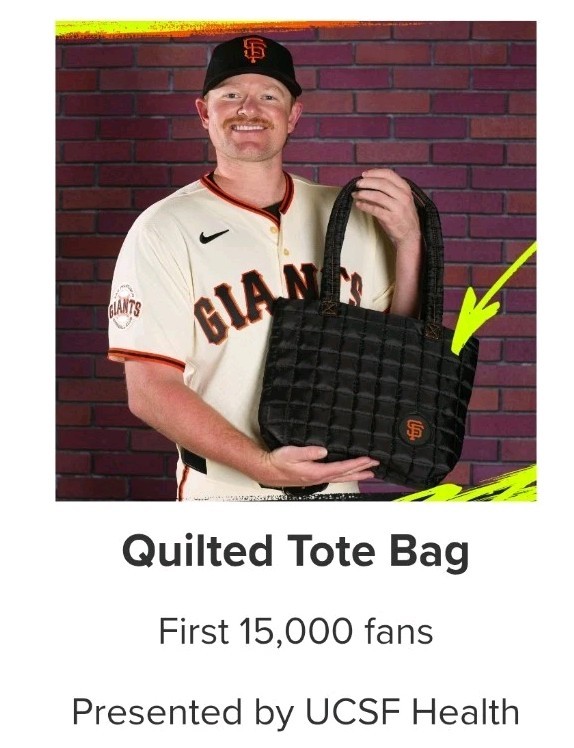 San Francisco Giants 2026 Mother's Day Quilted Black Tote Bag 5/10