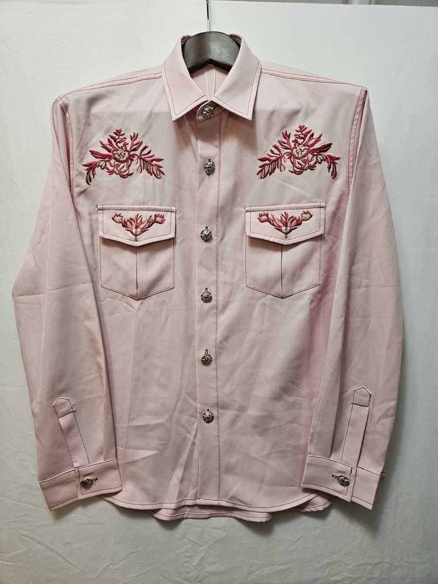 NWT MANLY Men's Size Lg Western Style Embroidered Dress Shirt Decorative Buttons NWT MANLY Men's Size Lg Western Style Embroidered Dress Shirt Decorative Buttons