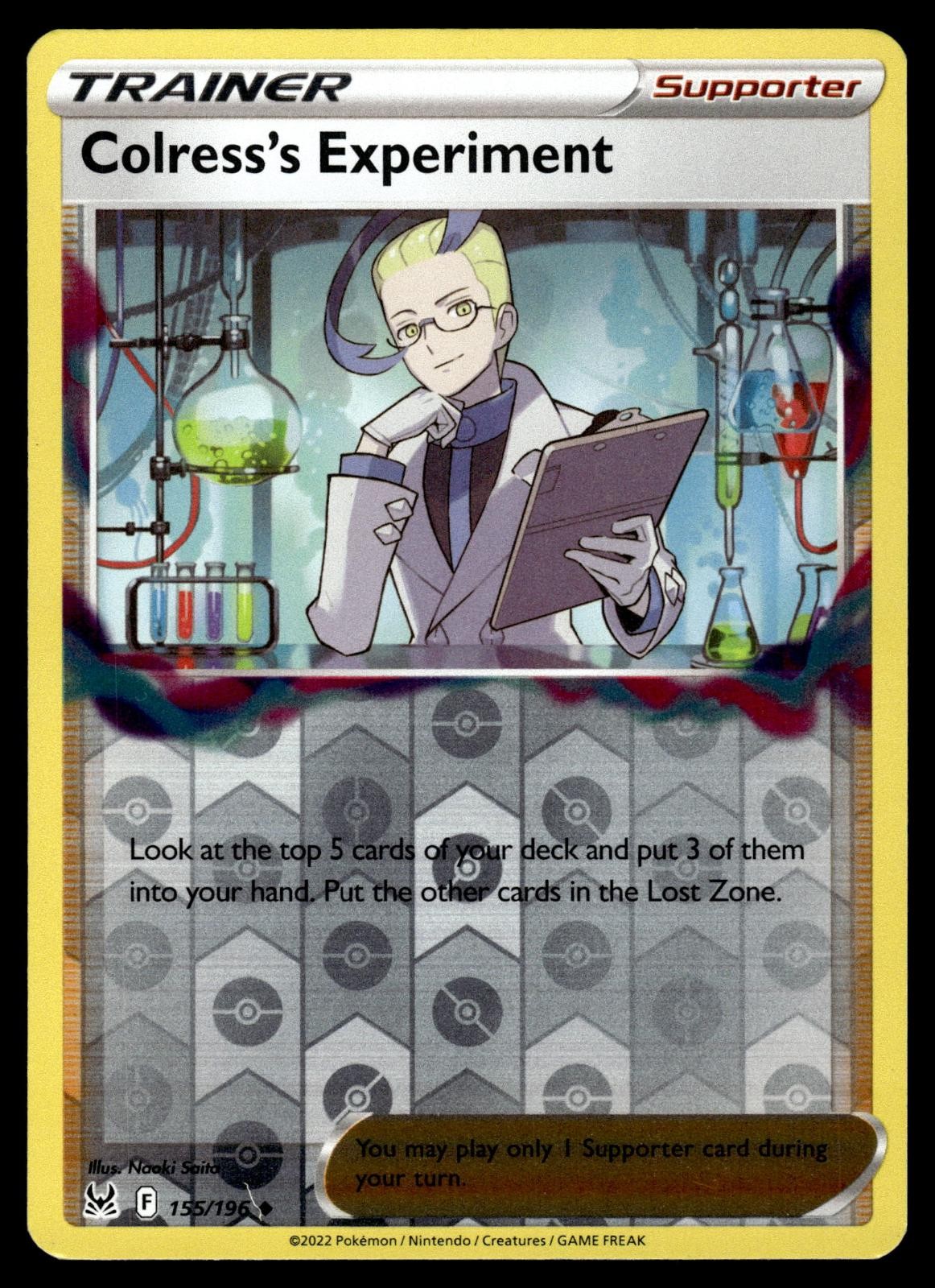 Colress's Experiment 155/196 Uncommon Lost Origin Pokemon Reverse Holo Near Mint