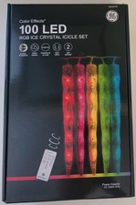GE Color Effects 100 LED Lights RGB 20 ct Ice Crystal Icicle Set Holiday Multi