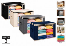 Foldable Storage Bags Clear Window Set of 3 Large Storage Organiser with Handle