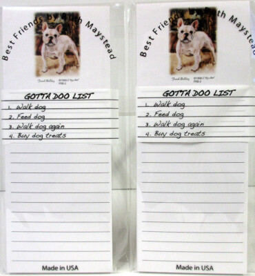 New Frenchies Magnetic Refrigerator Notepads Set of 2 - To Do & Grocery Lists