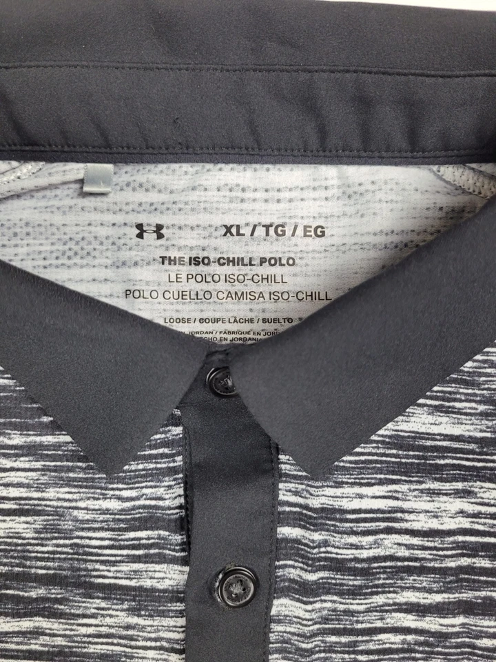 Polo de club de golf Under Armour Talking Stick negro cebra para hombre XL manga corta  Foto 3 de 4