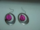 QVC Steel By Design Stainless Steel Oval Dangle Pink Prism Earrings $99 New Box — photo 2