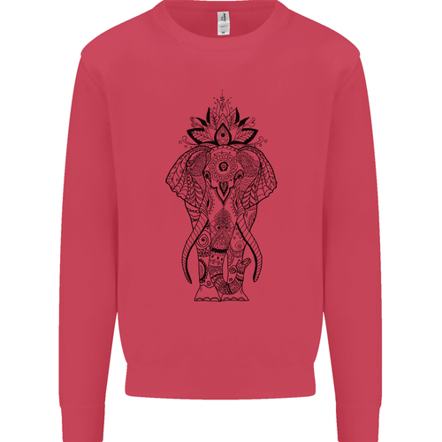 Black Mandala Art Elephant Kids Sweatshirt Jumper - Picture 55 of 87
