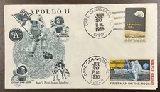 1371 & C76 Space Cover Apollo 11 Moon Landing Orbit Covers Dual Cancel 1969/1970