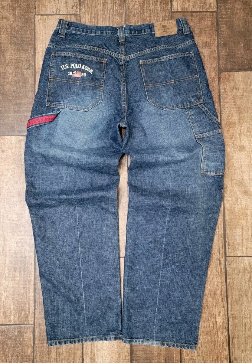 Vintage Y2K Blue U.S. POLO ASSN Embroidery Baggy Wide Leg Jeans