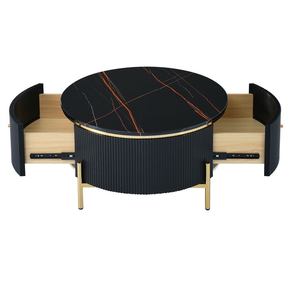 Modern Round Coffee Table Center Cocktail Table Side End Table with 2