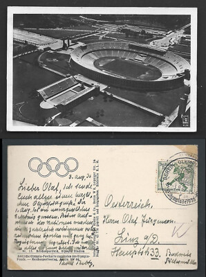 1936 Olympic Games rppc Stadium Swimming Pool Berlin Germany stamp