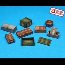 1/35 Scale Resin Figures Model Kit WWII Boxes Accessories Unpainted Unassembled