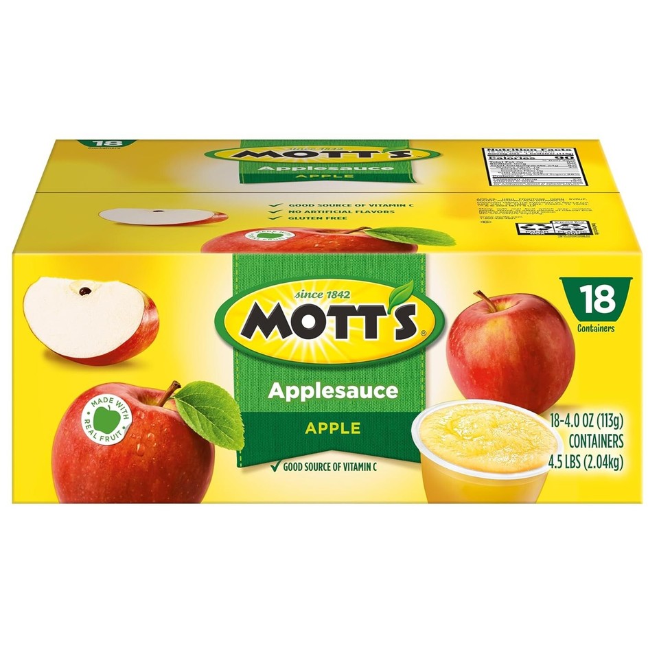 Mott's Applesauce 4 Oz Cups 18 Count No Artificial Flavors Good Source