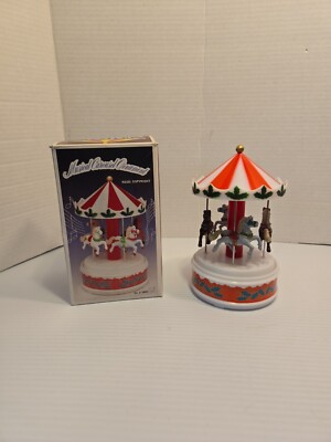Vintage Musical Carousel Ornament Horse Wind-up Waltz with Original Box - Works!