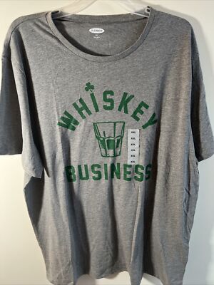 Old Navy Whiskey Business T-Shirt Men's St. Patricks Day Gray/Green XX-Large New