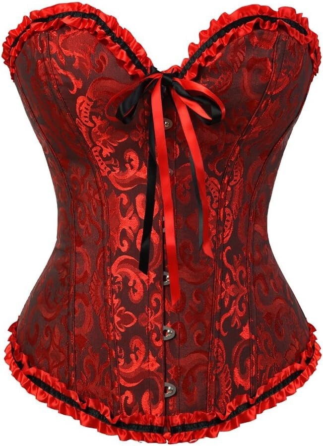 Women's Lace up Corset Bustier Halloween Costume Queen of Hearts Pirate