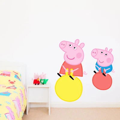 STICKERSCAPE Pegatinas de pared oficiales Peppa Pig y George Pig en tolvas espaciales | Decoración de pared