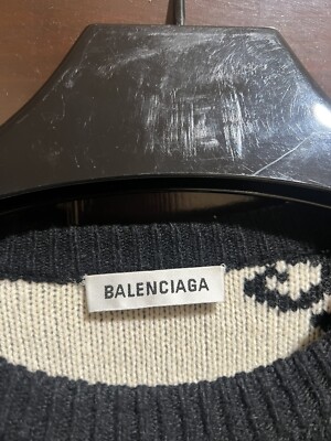 Balenciaga Allover White Logo Sweater Women Size M | eBay