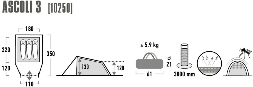 Tienda de campaña Ascoli 3 High Peak - Imagen 4 de 4