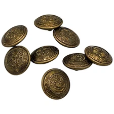 8 Vintage Eagle Crown and Anchor Buttons with Laurel Wreath 5 Star Backing 5/8"