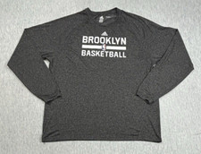 adidas climalite Brooklyn Nets Shirt Mens 2XL Black Heather Lightweight Logo