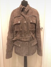 Suede Jacket Belted With Pocket And Stud Detail. Fully Lined