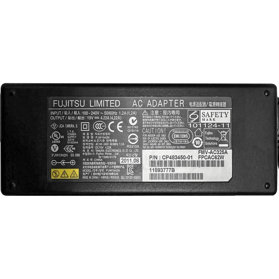 Adaptador de CA original Fujitsu 80W para Lifebook T1010 T4220 T4020A T4020B T5010 Foto 2 de 4