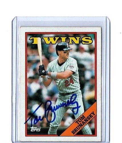 1988 TOPPS VINTAGE CARD SIGNED AUTO TOM BRUNANSKY MINNESOTA TWINS GREAT 