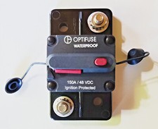 Optifuse Waterproof High Amp Circuit Breaker 150A 48V D.C. Manual Reset 253150
