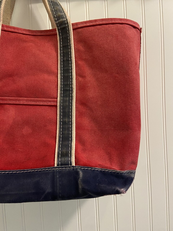 L.L. Bean Vintage 1980’s Red Blue Canvas Boat And Tote XL Rare eBay