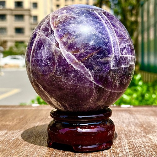 1.14LB Top Natural dreamy amethyst Quartz Sphere Quarzt Crystal Ball reiki heal - 第 3/13 張圖片