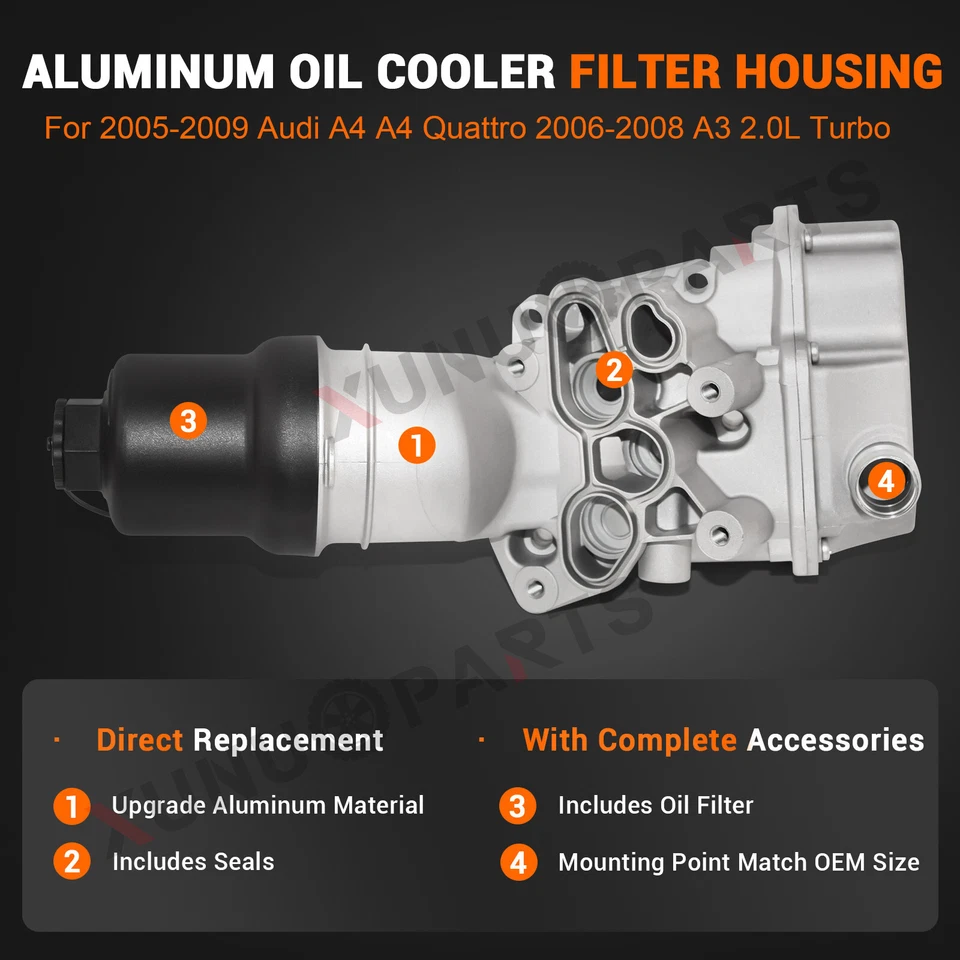 Upgraded Aluminium Oil Cooler Filter Housing for 2005-2009 Audi A4 Quattro 2.0L - Image 4 of 4