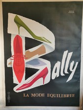AFFICHE ORIGINALE D’ÉPOQUE.BALLY. LA MODE EQUILIBREE. HERVE MORVAN.